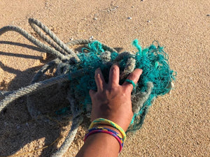 salvaged fishing net bracelet ring